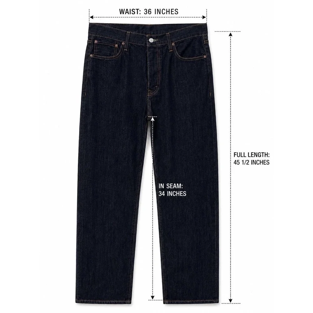 Levi Strauss Men's Black Raw Rigid Straight Leg Jeans 36x34 Button Fly